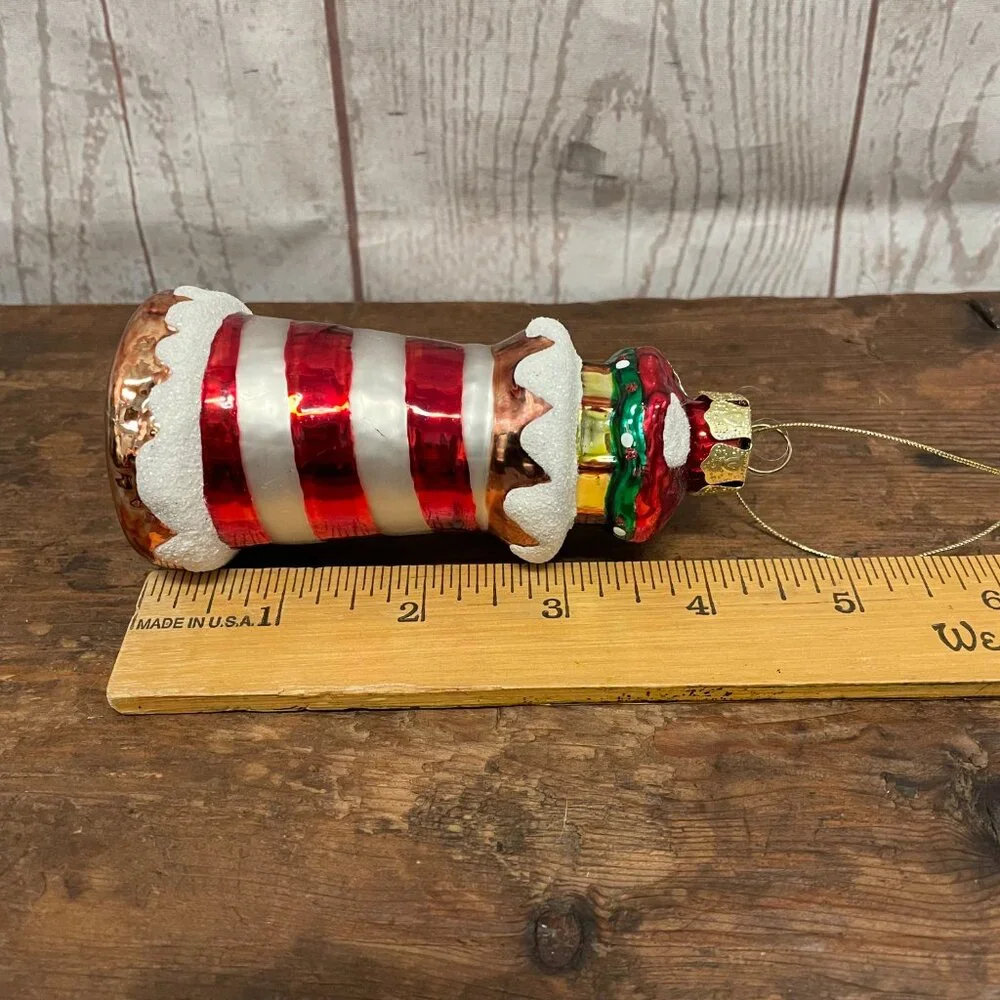 Lighthouse Glass Christmas Ornament